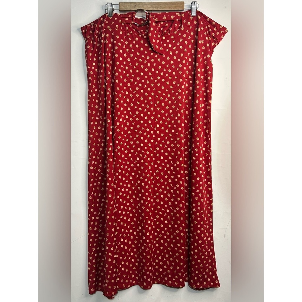 Always Indigo Floral Red Maxi Skirt Womens XL Boho Ditsy Print